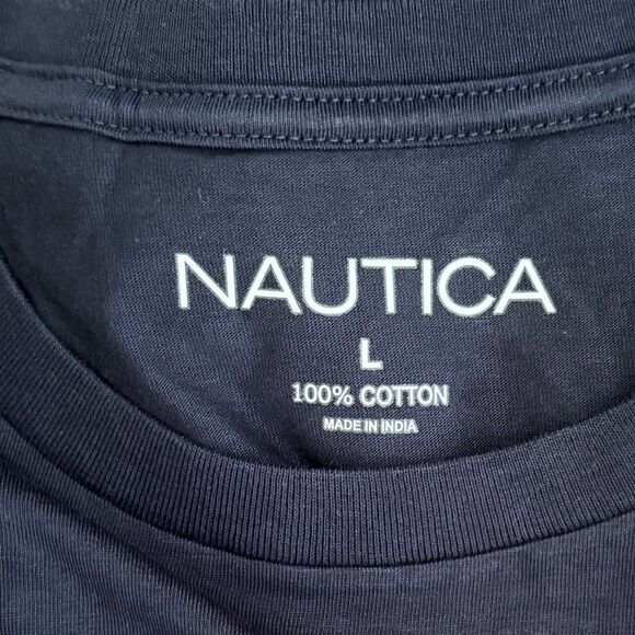 Nautica Blue Short Sleeve Tee 4NV Navy Crew Neck T-Shirt Men’s Size Large - Picture 3 of 6